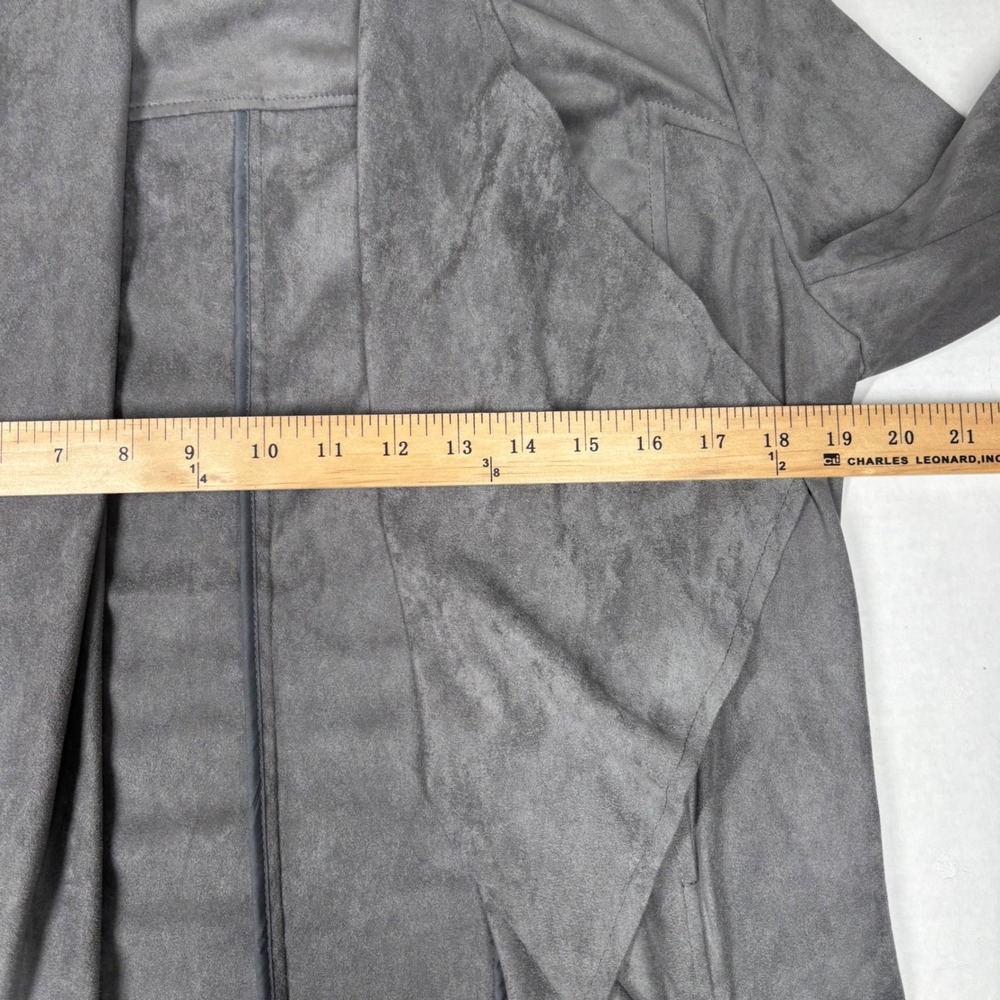 KUT from the Kloth Tayanita Faux Suede Drape Front Jacket Gray Medium Moto NWOT - Picture 4 of 8